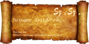 Szinger Szilárd névjegykártya