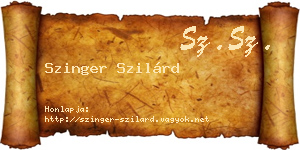 Szinger Szilárd névjegykártya